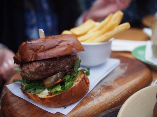 Wagyu burger with chips